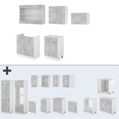 Vicco Cuisine Béton/blanc 200cm , PT Marbre