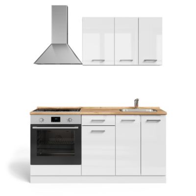 Vicco Cuisine blanc brillant/blanc 160cm avec meuble four encastrable sans PT