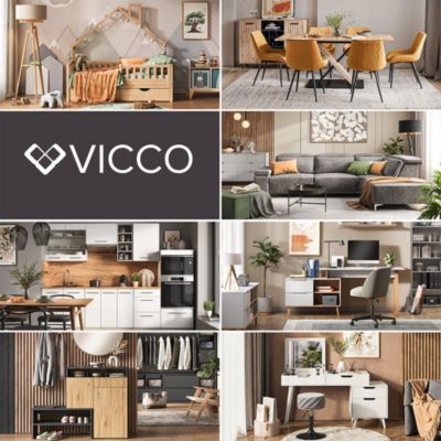Vicco Cuisine Blanc brillant/Chêne doré 160cm avec meuble four et évier avec PL