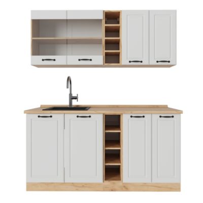 Vicco Cuisine Blanc campagnard/Chêne doré 160cm , PT Chêne