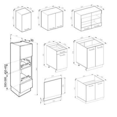 Vicco Cuisine Blanc campagne/blanc 300cm avec armoire haute, sans PT