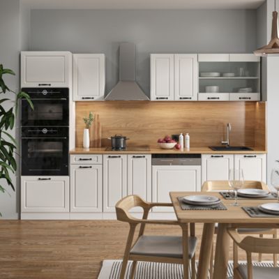 Vicco Cuisine Blanc campagne/blanc 300cm avec armoire haute, sans PT