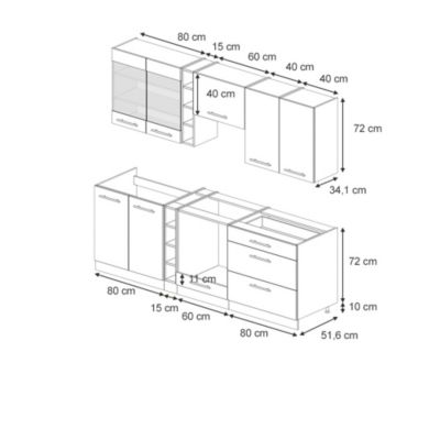 Vicco Cuisine Chêne de force doré 235cm sans PT