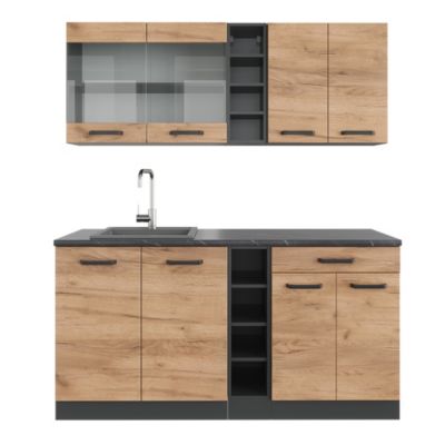 Vicco Cuisine Chêne doré/anthracite 160cm sans PT