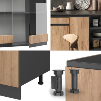 Vicco Cuisine Chêne doré/anthracite 240cm , PT Marbre