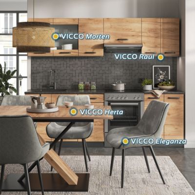 Cuisine d'angle Cuisine intégrée Fame-Line anthracite blanc 227x287 cm Vicco