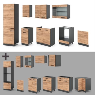 Vicco Cuisine, Anthracite Campagnechêne Doré, 240cm , Pt Chêne