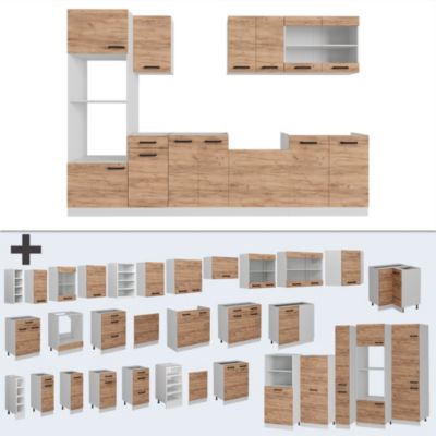 Cuisine R-Line, 140 cm , PT Chêne, Blanc cottage/anthracite, Vicco - Maison