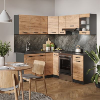 Meuble de cuisine haut vitré Fame-Line, 40 cm, Anthracite campagne