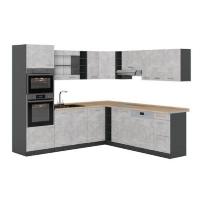 Vicco Cuisine en angle Béton/Anthracite 247 x 237 cm, PT Chêne
