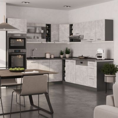 Vicco Cuisine en angle Béton/Anthracite 247 x 237 cm, PT Chêne