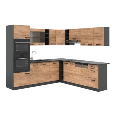 Vicco Cuisine en angle Chêne de force doré/Anthracite 247 x 237 cm sans PT