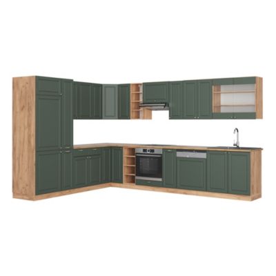 Vicco Cuisine en angle Chêne vert et or/chêne doré 347x257cm sans PT