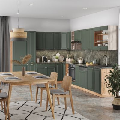 Vicco Cuisine en angle Chêne vert et or/chêne doré 347x257cm sans PT
