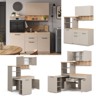 Vicco Cuisine Grège 160cm avec table extensible