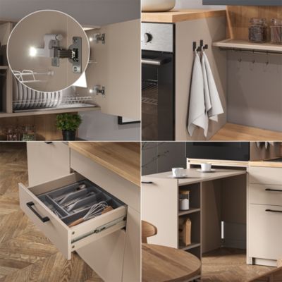 Vicco Cuisine Grège 160cm avec table extensible
