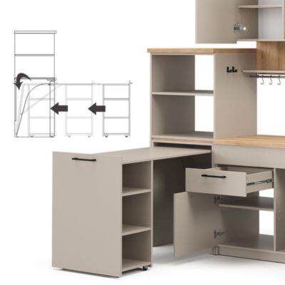 Vicco Cuisine Grège 160cm avec table extensible