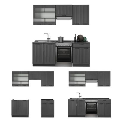 Vicco Cuisine Gris foncé 200cm , PT Anthracite
