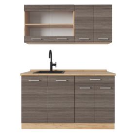 Vicco Cuisine gris noble/chêne doré 140cm sans PT