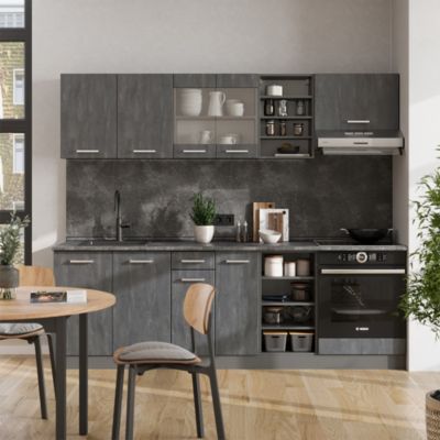 Cuisine R-Line Chêne Artisan/Anthracite 240cm , PT Marbre Vicco