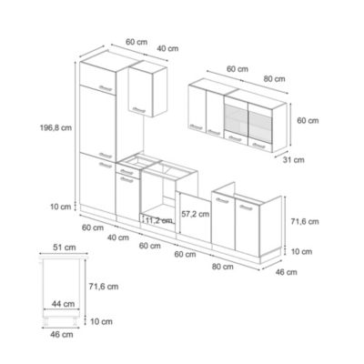 Vicco Cuisine Sonoma/Chêne doré 300cm , PT Marbre