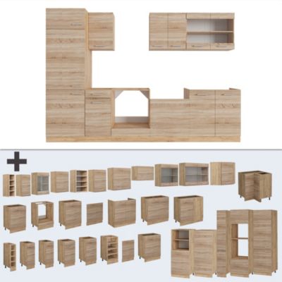 Vicco Cuisine Sonoma/Chêne doré 300cm , PT Marbre