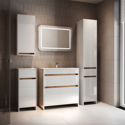 Vicco Ensemble de meubles Blanc Haute brillance/Chêne doré 5 pièces