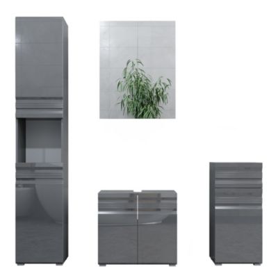 Vicco Ensemble de meubles de salle de bain Anthracite Haute brillance 4 parties