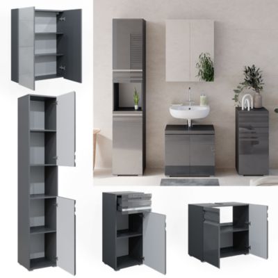 Vicco Ensemble de meubles de salle de bain Anthracite Haute brillance 4 parties