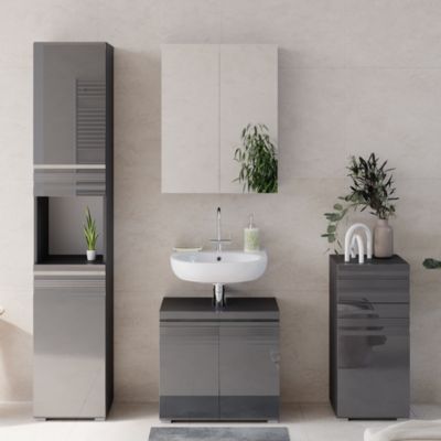 Vicco Ensemble de meubles de salle de bain Anthracite Haute brillance 4 parties