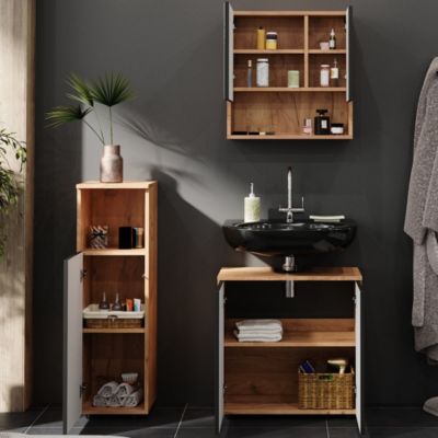 Meuble de rangement de salle de bain, effet bois 30 x 81cm