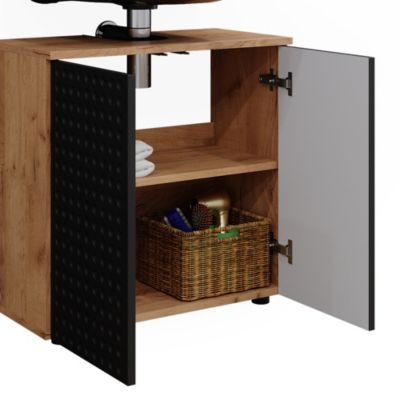 Meuble Lavabo 80 Cm Ensemble De Meubles De Salle De Bain IRMA 3 Pièces Vicco - Anthracite/Chêne, Avec Armoire Miroir, Meuble Lavabo Et Armoire Centrale Meubles Salle De Bain Réglables Vicco