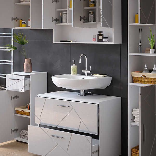 Vicco Meubles bain Irma, Anthracite Haute brillance, 3 pièces, avec Vicco Meubles bain Irma, Anthracite Haute brillance, 3 pièces, avec