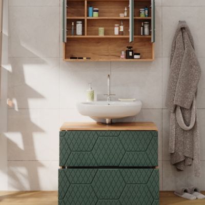 Vicco Ensemble de meubles de salle de bain Fynn, Vert, 2 parties