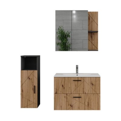 Meuble sous vasque simple Vicco Eden Anthracite 73.1x64cm