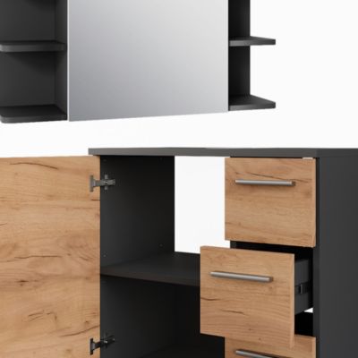 Ensemble de 3 meubles de salle de bains Ilias force d'or/anthracite