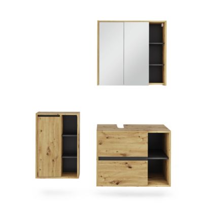 Vicco Ensemble de meubles de salle de bains Chêne Artisan/Gris 3 pièces