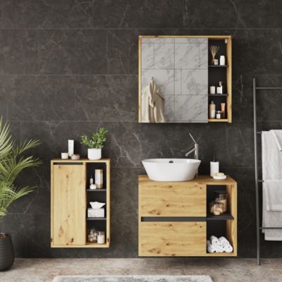 Vicco Ensemble de meubles de salle de bains Chêne Artisan/Gris 3 pièces