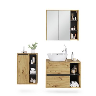 Vicco Ensemble de meubles de salle de bains Chêne Artisan/Gris 3 pièces
