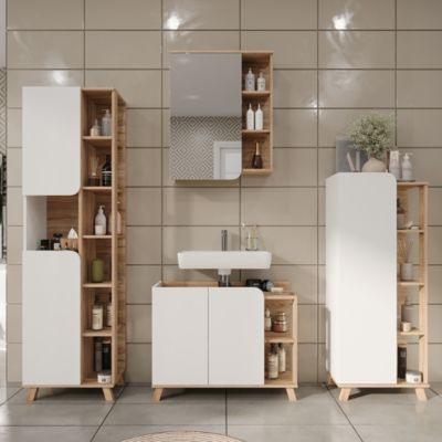 Vicco Ensemble de meubles de salle de bains Sonoma/Blanc 4 pièces