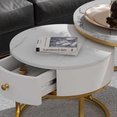 Table basse,Table d'appoint, Table de Salon Blanc brillant 90x50x36,5