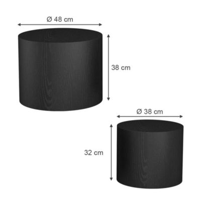 Vicco Ensemble de tables basses Noir 48x38cm