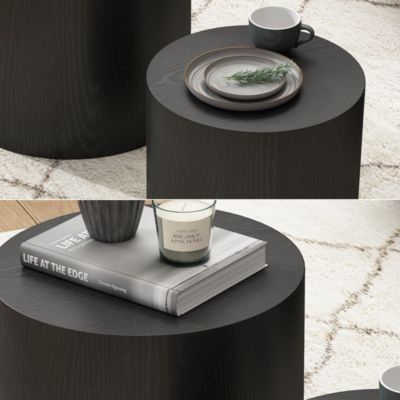 Vicco Ensemble de tables basses Noir 48x38cm