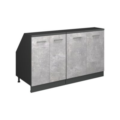 Vicco Ensembles de meuble de rangement sous pente Béton 140cm Lot de 2 caissons 60 cm de profondeur