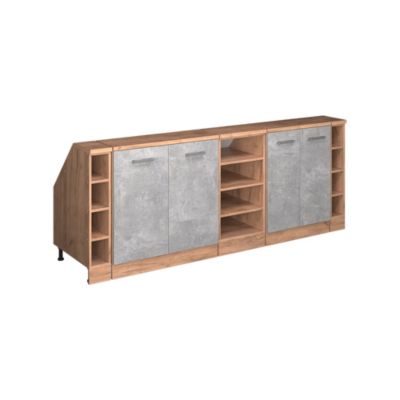 Vicco Ensembles de meuble de rangement sous pente Béton 210cm Lot de 5 caissons 60 cm de profondeur