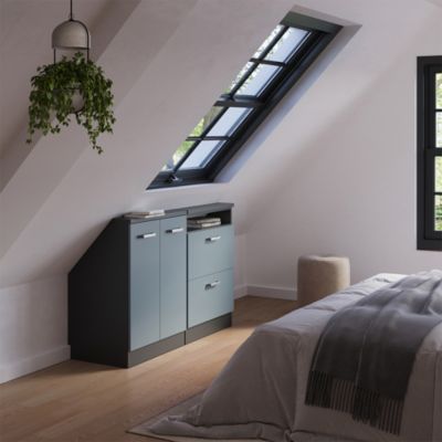 Vicco Ensembles de meuble de rangement sous pente Bleu-gris/anthracite Lot de 2