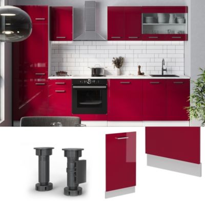 Vicco Façade de lave-vaisselle Rouge brillant 45cm , PT Anthracite