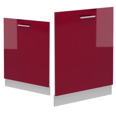 Vicco Façade de lave-vaisselle Rouge brillant 60cm , PT Chêne