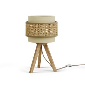 Vicco Lampe de table rotin/crème 26x45cm avec pied