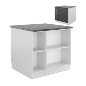 Vicco Îlot de cuisine Anthracite-or/blanc 90cm avec tiroir, sans PT